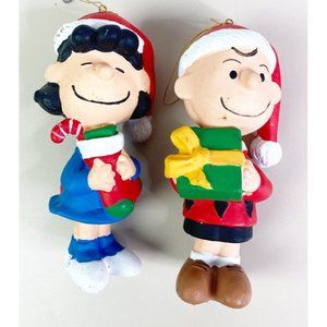 Vintage Plastic Painted Christmas UFS Peanuts Ornaments Charlie Brown Lucy GUC